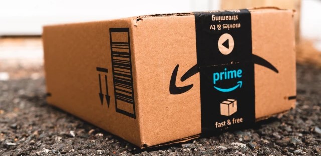 Amazon parcel close up.