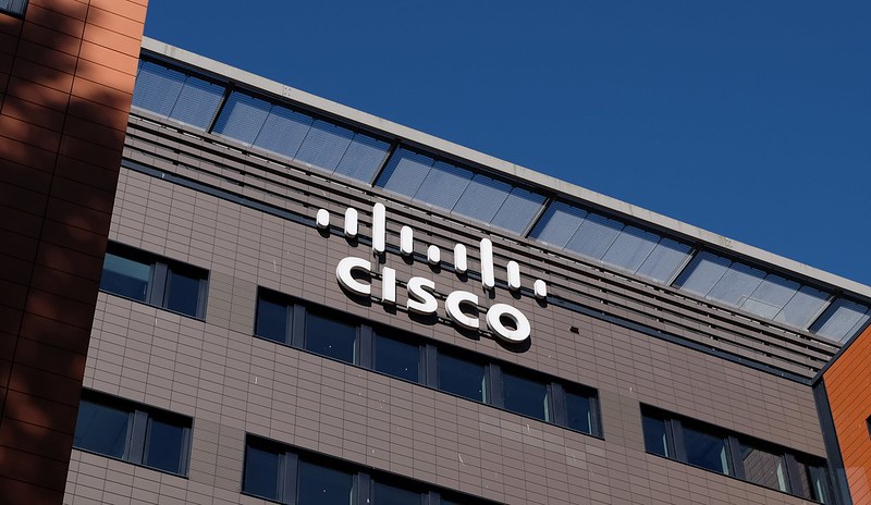 Cisco logo on an office building.