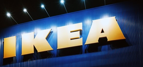 IKEA logo on the side of a building
