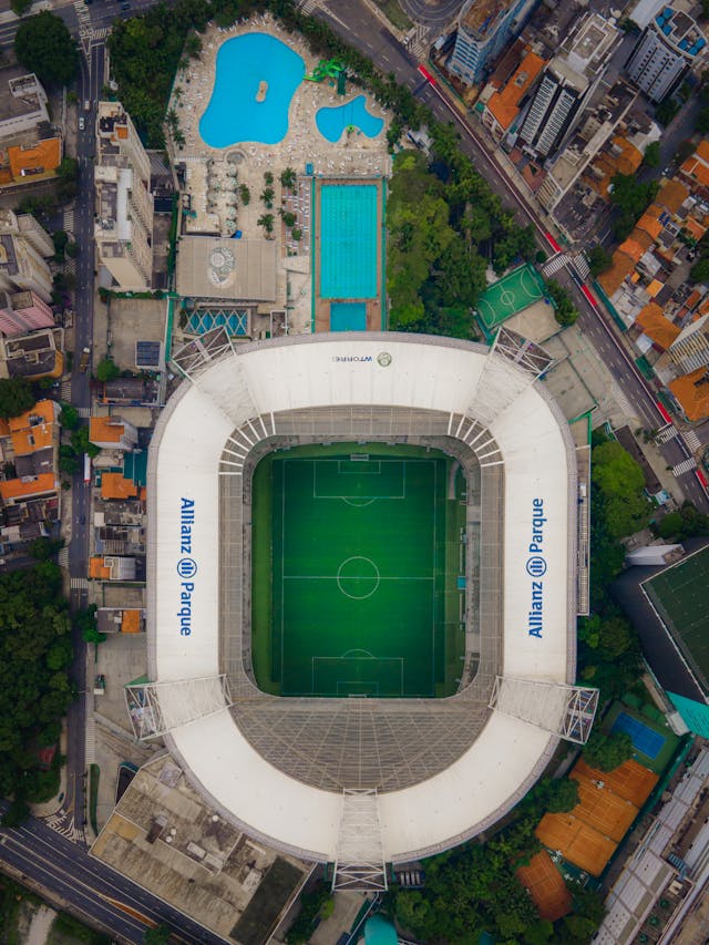 Top view of an Allianz sports stadiumm