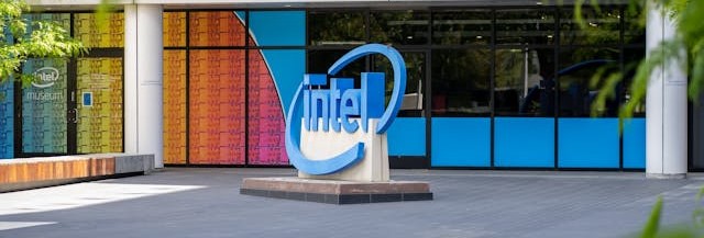 Intel sign outside office.
