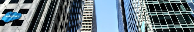 Salesforce logo on an office building.