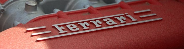 Ferrari logo on engine block.