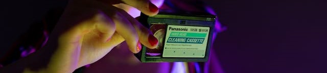 A Panasonic VHS head cleaning cassette.