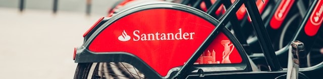 Santander logo on a hire bicycle.