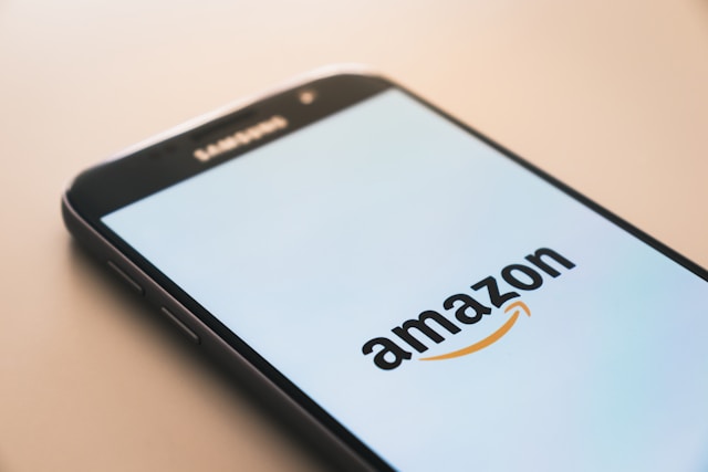 Amazon logo on a smartphone