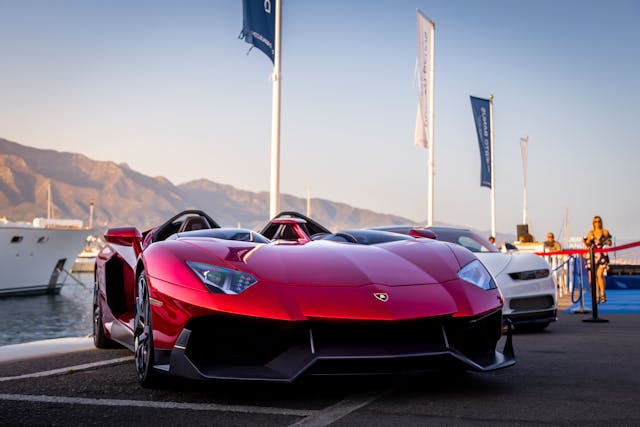 Red Lamborghini sports car.