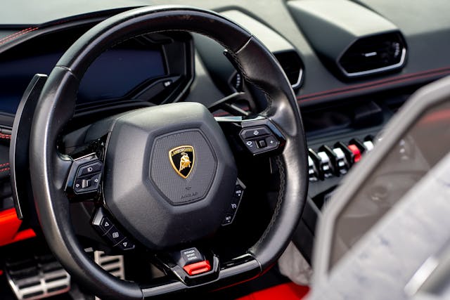 Lamborghini sports car interior.