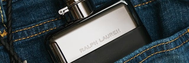 Ralph Lauren logo on a hip-flask.