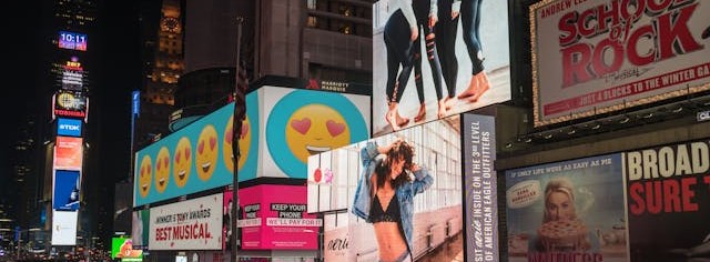 Advertising billboards in Times Square.